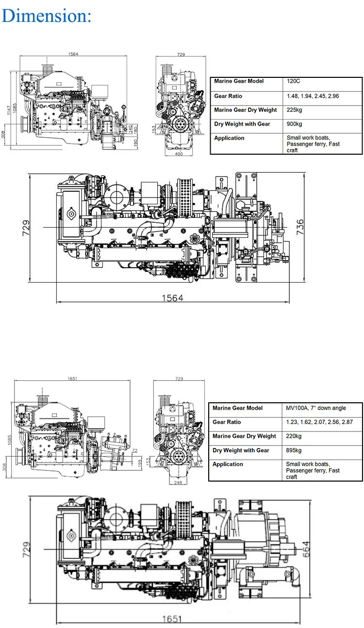 China Sdec 200HP 155kw 6 Cylinder Marine Inboard Diesel Jet Boat Electric Engine