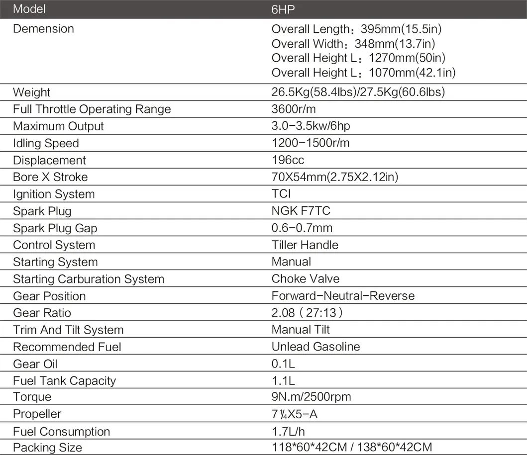 Hot Sale 4 Stroke 196cc 6HP Outboard Motor / Outboard Engine/ Boat Engine