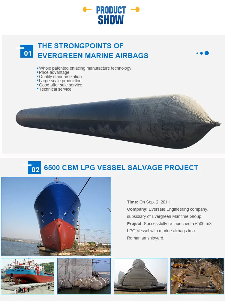 Inflatable Ship Launching Airbags, Marine Salvage Airbags, Floating Pontoon Made in China