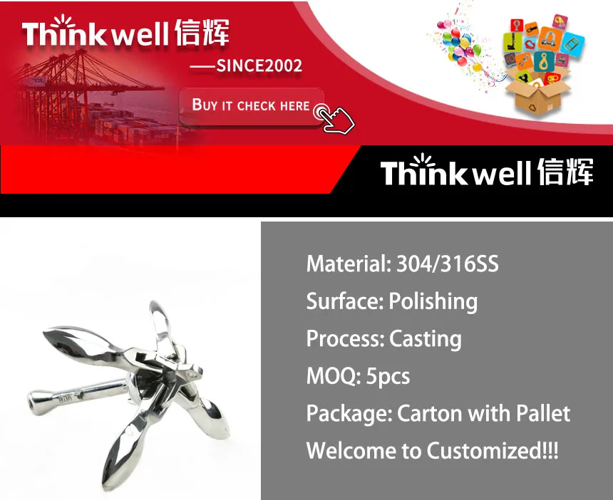 Marine Stainless Steel Boat Grapnel Type a Folding Anchor