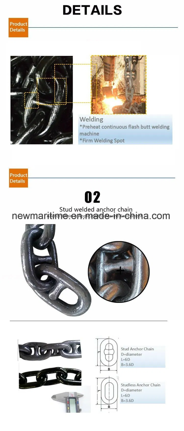 Stud Link Anchor Chain Galvanized Anchor Chain with Certificates