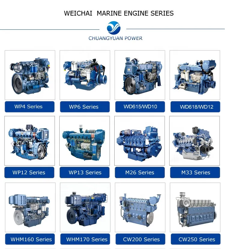 Weichai 4-Stroke Wp12 / Wp13 350HP Marine Diesel Engine